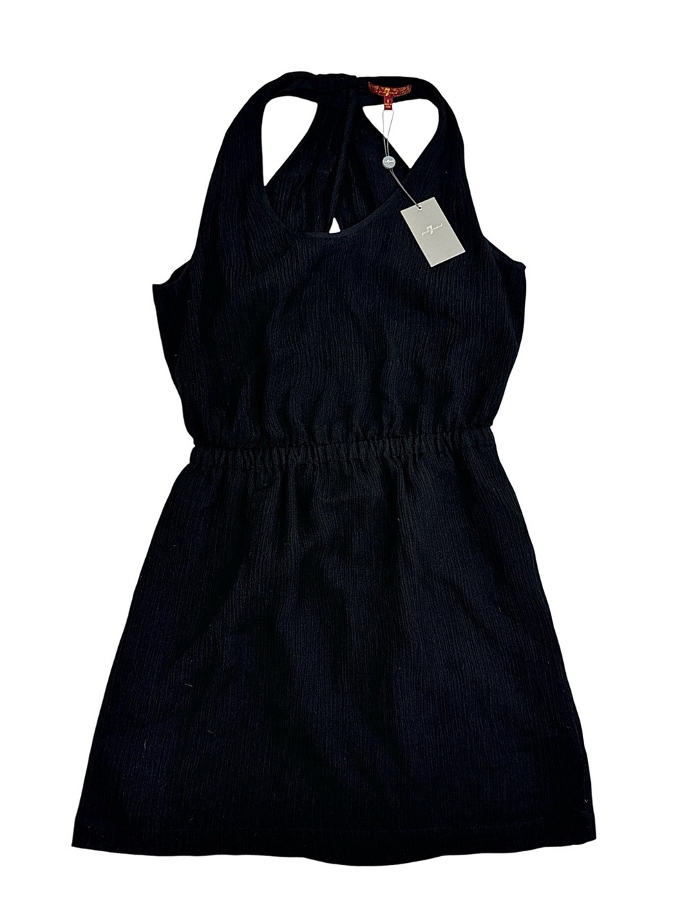 7 For All Mankind 100% Silk Halter Open Back Mini Dress Black Small NWT Cocktail